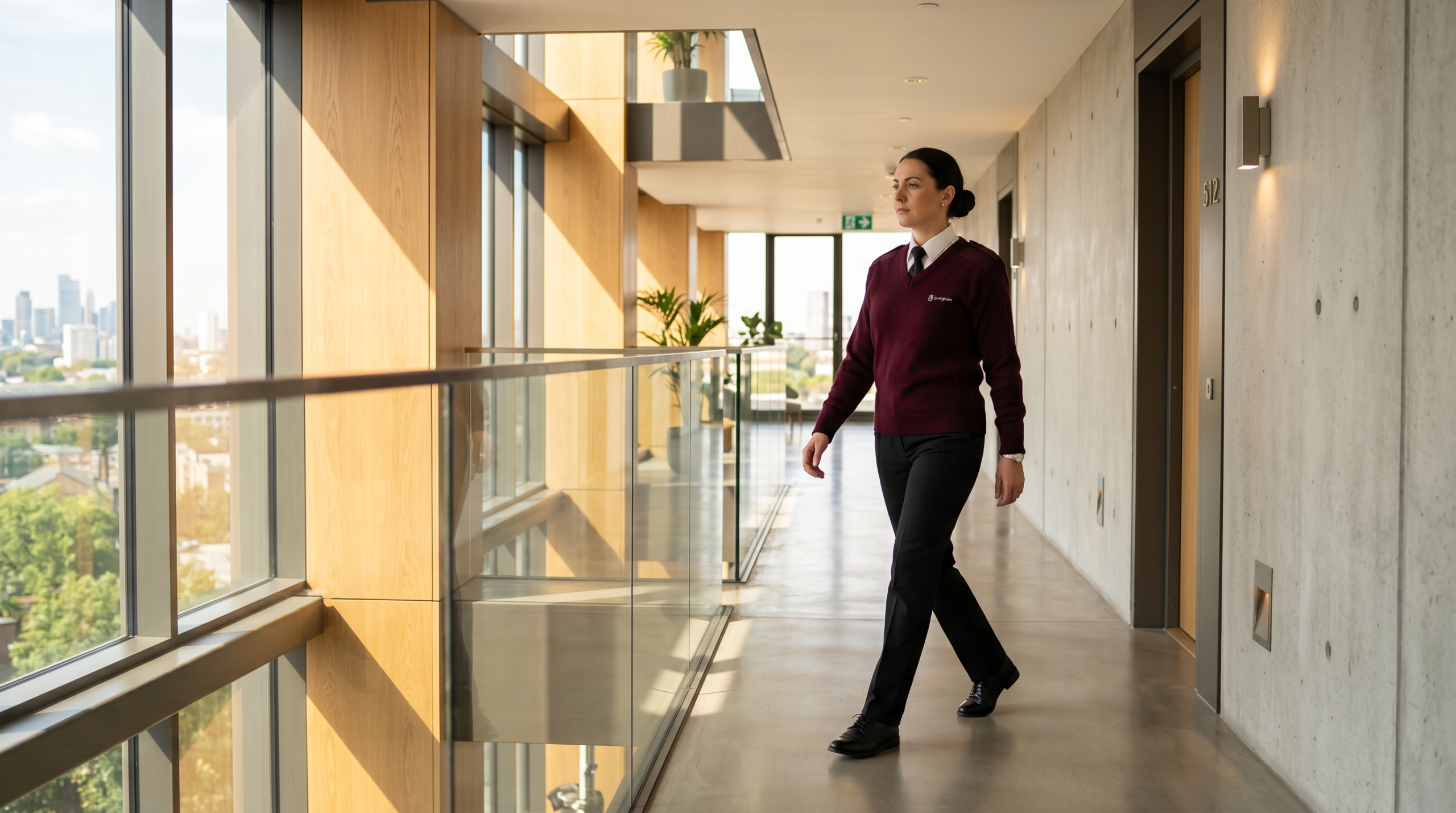 Female guard in apartment complex scaled